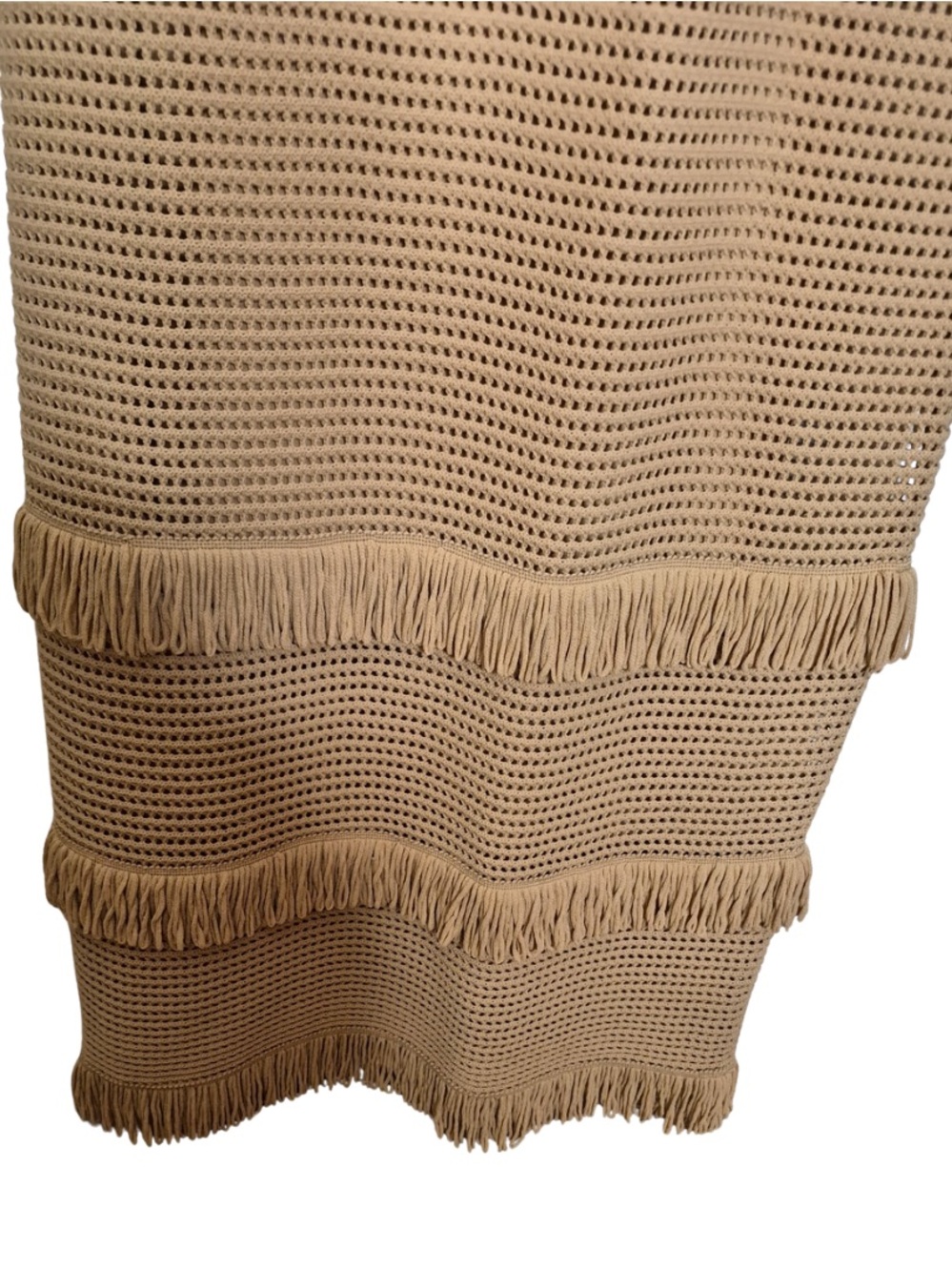 SANDRO Anvers Pointelle Knit Dress in Camel - Picture 7 of 14